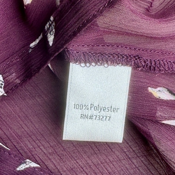 Lauren Conrad Sheer Plum Floral Button-Down Bell Sleeves Blouse – Size XS - Picture 5 of 11